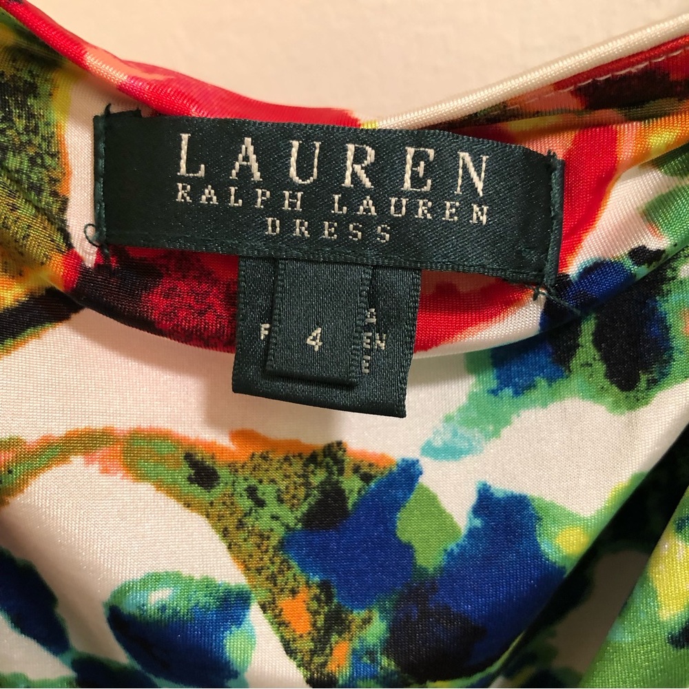 Lauren Ralph Lauren Floral Sleeveless V-Neck Wrap Ruched Evening Dress W Size 4 - Picture 6 of 10